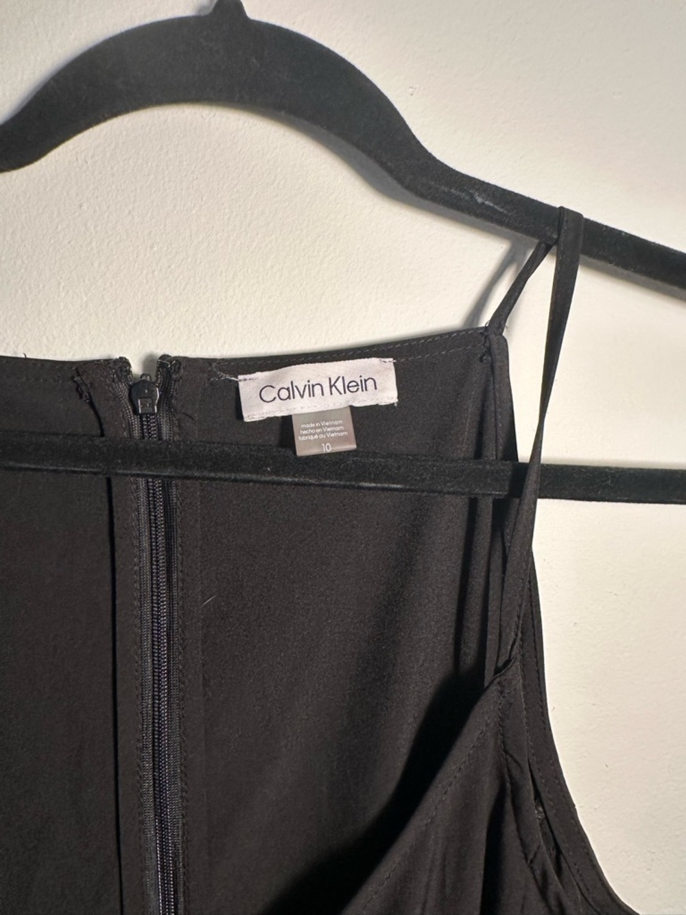 Calvin Klein Black Spaghetti Strap Jumpsuit with Back Zipper